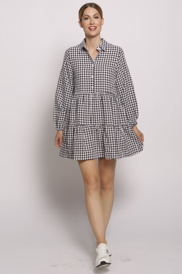 Oversized Checkered Smock Dress